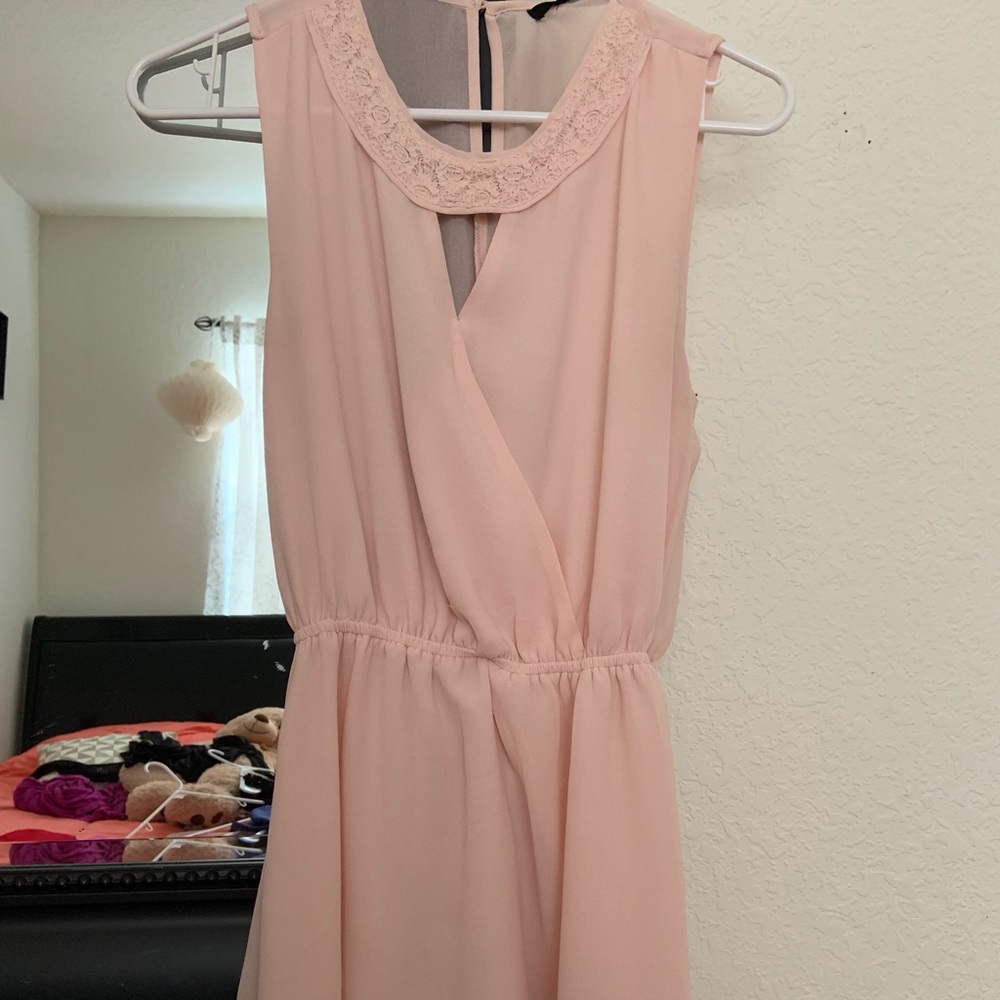 Pink choker neck dress